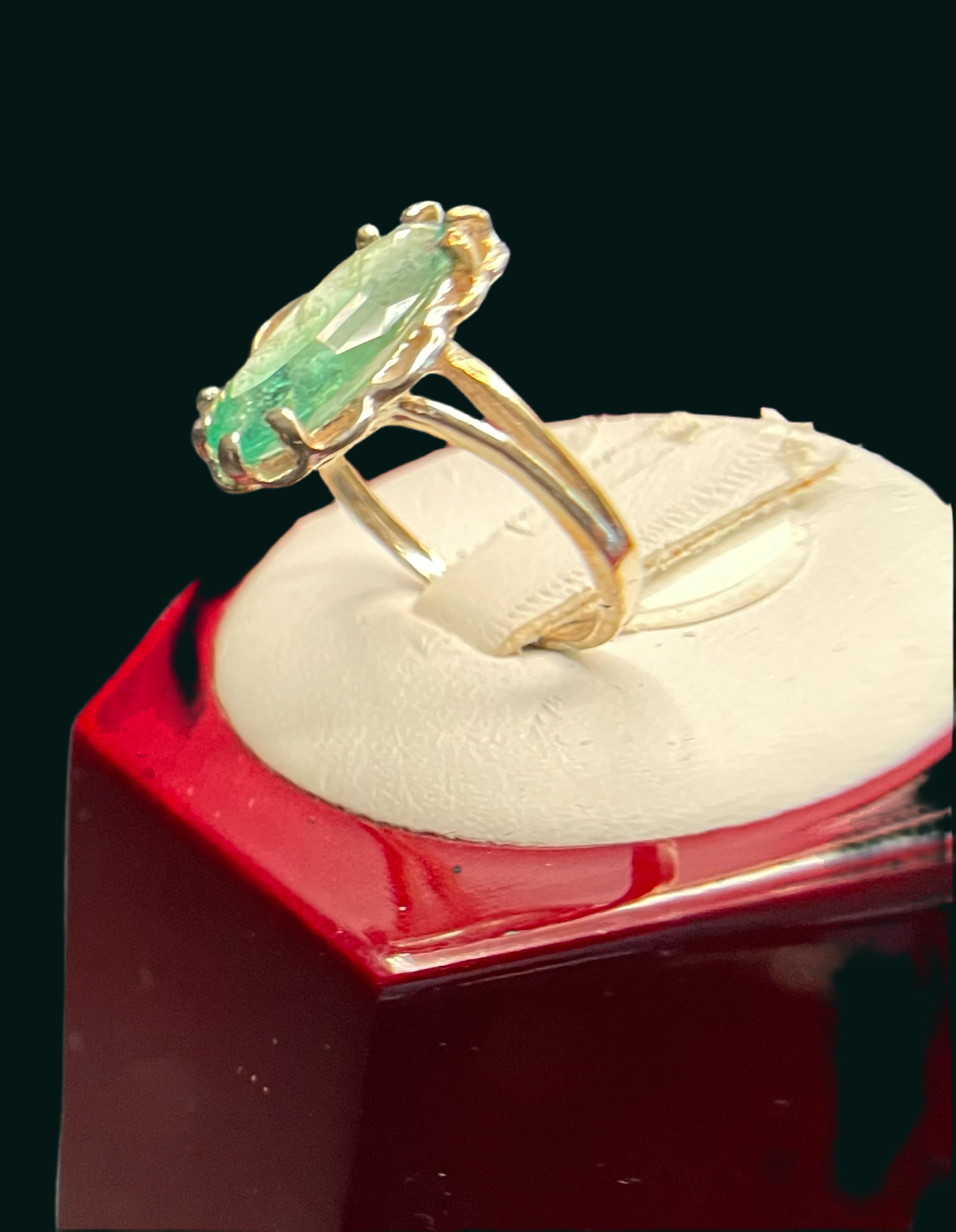 J13 Marquis Faceted Emerald in Sterling Silver Ring