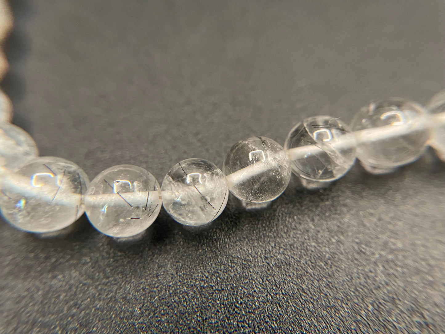 B9-Clear Quartz Beads with Tourmaline Crystals, 8mm