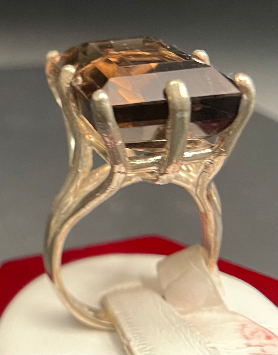 J1 Square Faceted Smokey Quartz Ring